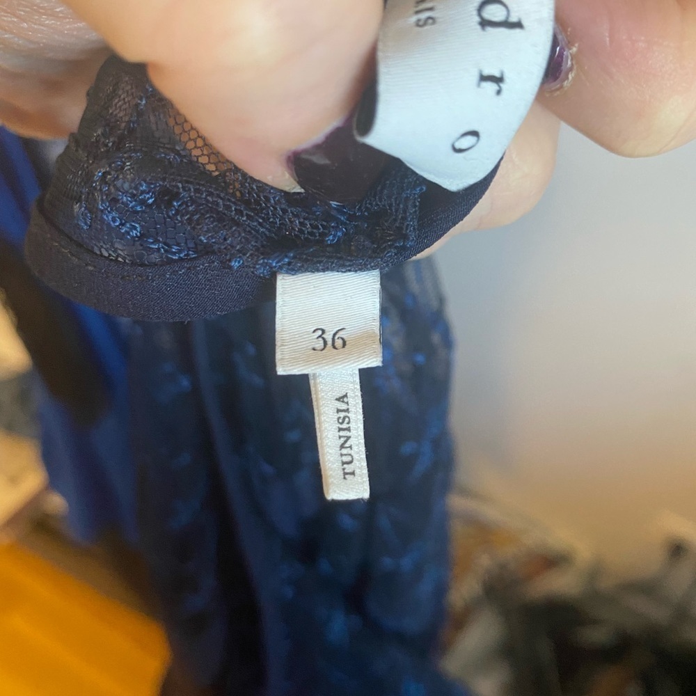 Sandro Alicia Lace Mini Dress In Marine Blue - Picture 10 of 13